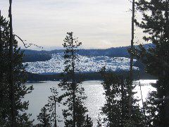 Obsidian flow from across Paulina Lake